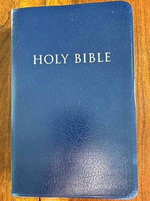 King James Reference Bible Navy Premium Leather Look Zondervan Red L Giant Print-image