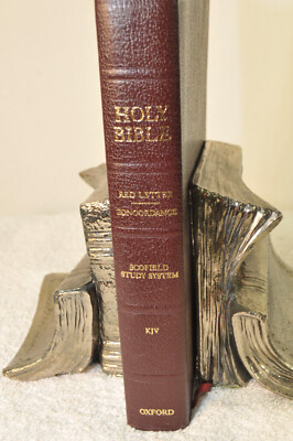 KJV Holy Bible SCOFIELD STUDY SYSTEM Leather 291RL Burgundy Leather  Korea 1945-image