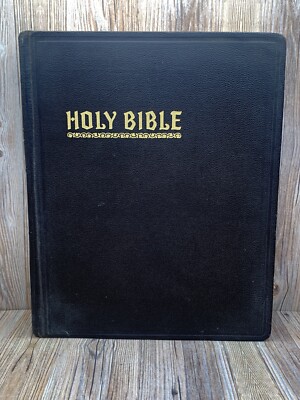 New Standard Reference Bible Blue Ribbon Red Letter 1951 Hertel Illustrated VTG-image