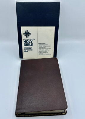 Holy Bible Clearblack Personal Reference KJV Zondervan Leather Red Letter 1970s-image