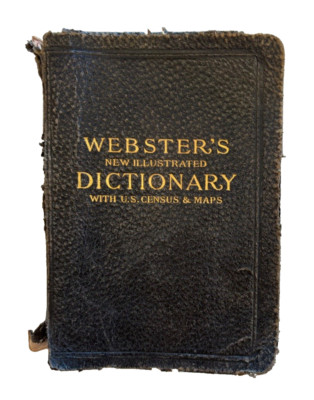 WEBSTER'S ILLUSTRATED DICTIONARY w/ U.S. CENSUS & MAPS 1911 Rare Antique Decor-image