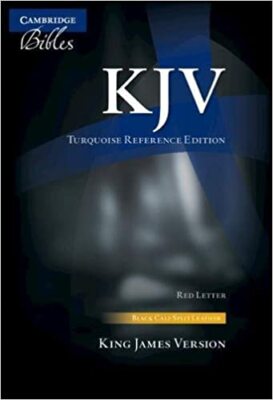 KJV Turquoise Reference Bible, Black Calf Split Leather, Red-letter Text, KJ6...-image