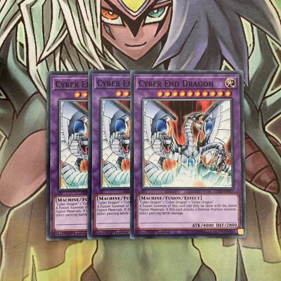 LED3-EN017 x3 Cyber End Dragon Common Excellent Condition Yugioh-image