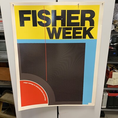 VTG Fisher Stereo Audiophile Advertisement Cardboard Poster Retro Design Large-image