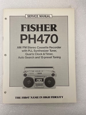 VTG Original Fisher PH470 Stereo Cass Recorder Synth Clock Service Manual Repair-image