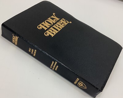 1977 Holy Bible KJV Red Letter Dictionary Concordance Edition Crusade Black-image