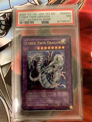 Yugioh Cyber Twin Dragon Ultimate Rare 1st Edition CRV-EN035 - PSA 7 NM-image