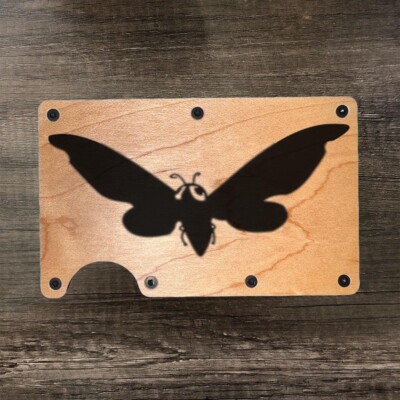 Wood Wallet Minimalist Laser Engraved with Godzilla Mothra-image