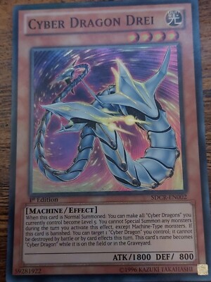 YUGIOH CYBER DRAGON DREI SUPER RARE SDCR-EN002 1ST EDITION -image