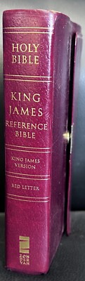 HOLY BIBLE KJV COMPACT Pocket REFERENCE Red Letter BONDED LEATHER By Zondervan-image