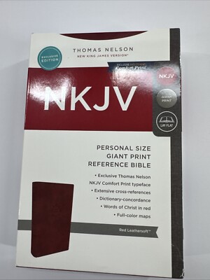 NKJV Holy Bible Giant Print Burgundy Red LeatherTouch 2018 Softcover-image