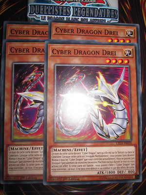 YU-GI-OH! COM PLAYSET (LOT OF 4) CYBER DRAGON DRE LED3-FR020 NEW EDITION 1 FR-image