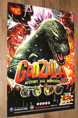 2002 Godzilla Destroy All Monsters Melee Promo rare Poster 84x59.5cm GameCube GC-image