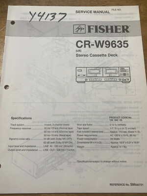 FISHER CR-W9635 STEREO CASSETTE DECK ORIGINAL SERVICE REPAIR MANUAL -image