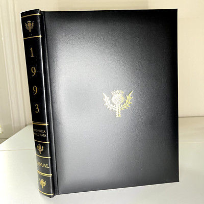1993 Padded Black Leather Britannica World Data Year book Annual-image