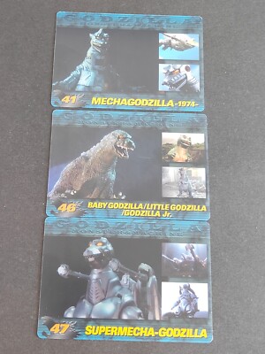 Godzilla History Card Wafer MORINAGA 41 46 47 MECHA GODZILLA BABY GODZILLA eb39-image