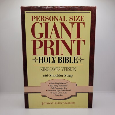 Nelson Bible Personal Size Giant Print Leather KJV Shoulder Strap 542 Red Letter-image