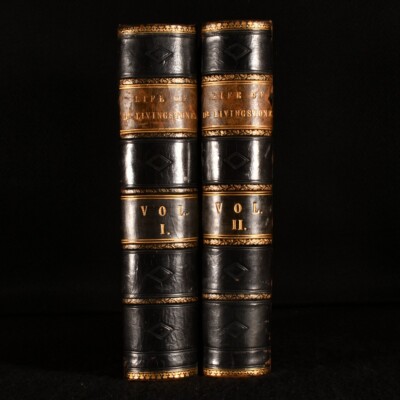 c.1879 2Vol David Livingstone Pictorial Edition With Illustrations Calf Binding-image