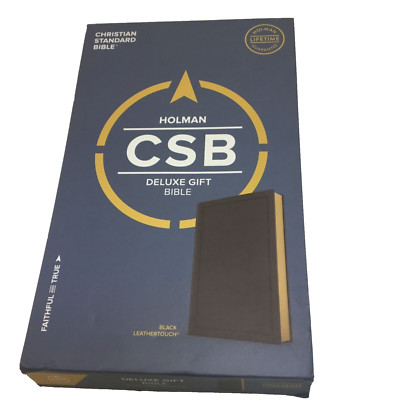 CSB Holman Christian Deluxe Gift Bible Black Leather touch Gold Gilt Edges New-image