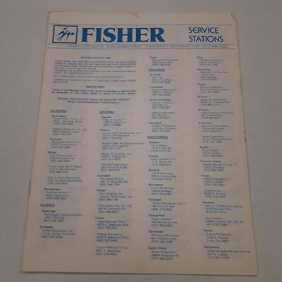 Fisher Service Stations Book 1980s Audio Stereo-image