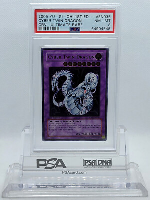 YUGIOH 1ST ED CRV-EN035 CYBER TWIN DRAGON ULTIMATE RARE PSA 8 NM-MT #64904548-image