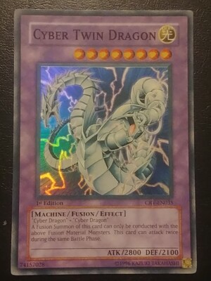 Yu-Gi-Oh! SUPER RARE HOLO CARD CYBER TWIN DRAGON CRV-EN035 1ST LP-image