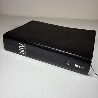 NIV Study Holy Bible Large Print Bonded Leather Black, Red Letter Ed Zondervan-image