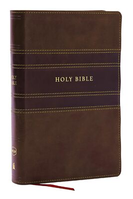 NKJV Personal Size Large Print Bible with 43,000 Cross References, Brown Leather-image
