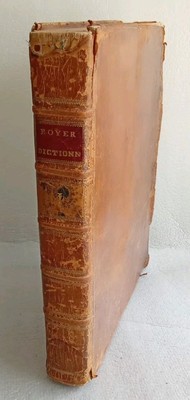 ANTIQUE LEATHER BOOK LA DICTIONAIRE ROYAL FRANCOIS - ANGLOIS BY ABEL BOYER 1783-image