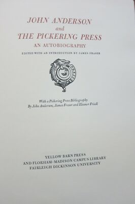 James Fraser / JOHN ANDERSON AND THE PICKERING PRESS AN AUTOBIOGRAPHY 1995-image