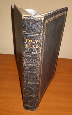 Vintage KJV BIBLE Leather Binding Index Tabs Larger Print ZONDERVAN India Paper-image
