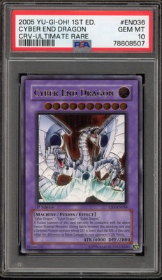 Yu-Gi-Oh! Cyber End Dragon 1st Ed Ultimate Rare CRV-EN036 EURO Print PSA 10-image