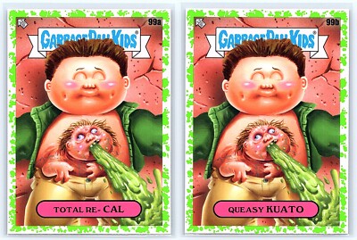 Total Recall Schwarzenegger Kuato Garbage Pail Kids Spoof GREEN SP 2-Card Set-image