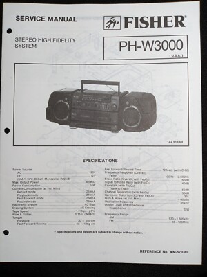 Fisher PH-W3000 Service Manual Stereo High Fidelity System Original-image