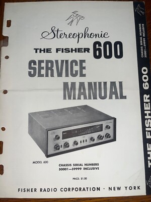 Fisher 600 Parts List AM-FM Stereo Receiver Original 50001 59999-image