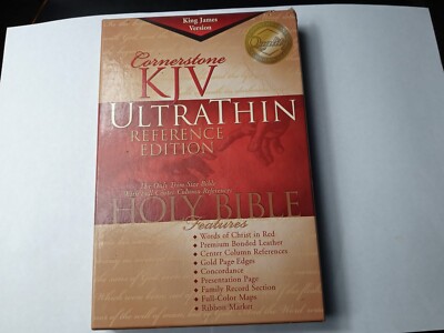 KJV BIBLE ULTRA THIN REFERENCE  BURGUNDY LEATHER RED LETTER  BOX-image