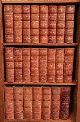 Punch Magazine 1845-1891 Leather Bound Magazine Volumes with Many Engravings-image