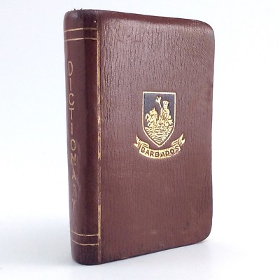 Miniature Leather Bound Barbados English French Dictionary Book 3.25in 8cm H422-image