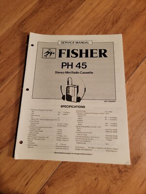 Service Manual - Fisher PH 45 Stereo Mini Radio Cassette walkman-image