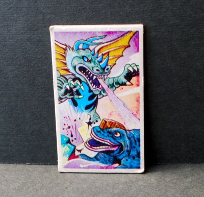 Vintage Menko Card Godzilla Rodan original 70's Kaiju Monster Tokusatsu-image