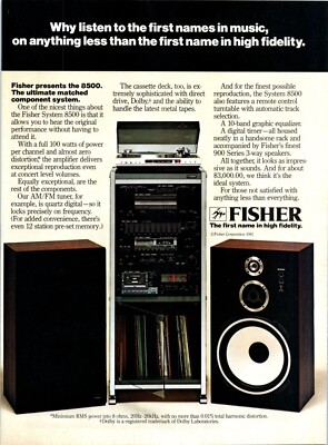 1981 Fisher 8500 Component Stereo System Vintage Print Ad Audiophile Wall Art-image