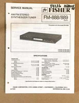 Fisher FM-888 FM-889 Tuner Service Manual *Original*-image