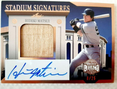 Hideki Matsui Autographed Relic Card Yankee Stadium Part of a Sheet Godzilla-image