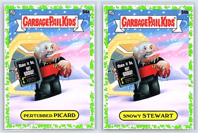 Star Trek Picard Stewart Garbage Pail Kids GPK Sci Fi TV Spoof GREEN 2-Card Set-image