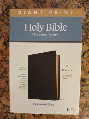 KJV Personal Size Giant Print Bible Filament Red Letter Genuine Black Leather-image