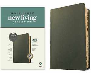 NLT Large Print Thinline Reference Bible, - Leather Bound - Very Good-image