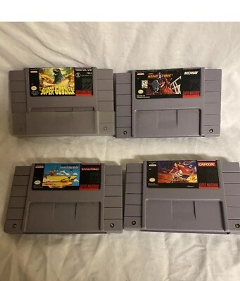 Lot of 4 SNES Games - Super Godzilla ,death Valley Rally, Hang Time ,Aladdin-image