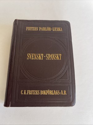 Antique Small Unusual Swedish - Spanskt ( Spanish ) Leather Dictionary Stockholm-image