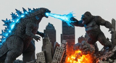 Godzilla vs King Kong Resin LED Lamp – Battle Scene Night Light – USB Powered-image