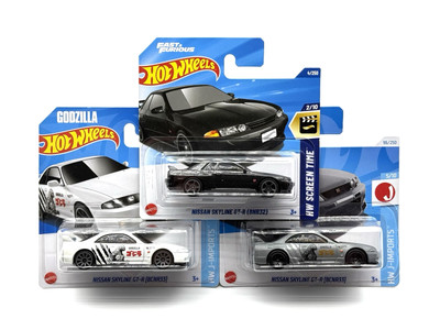 Godzilla Hot Wheels Short Card Nissan Skyline GT-R (BNR32) + (BCNR33) LOT of 3-image